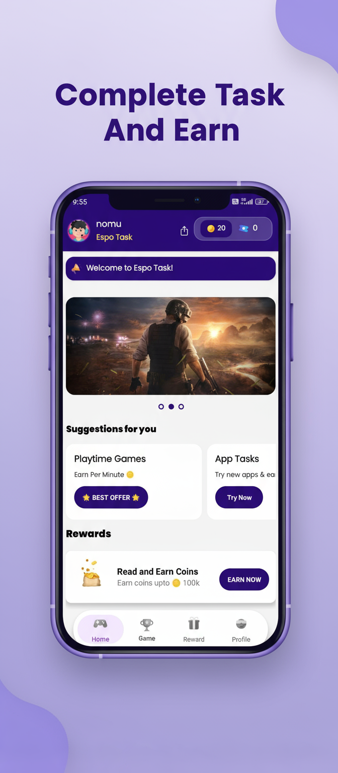 EspoTask game selection interface